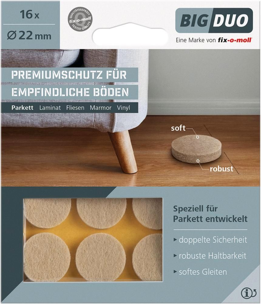 Parkettgleiter BIGDUO kleb. 22 mm Inh.16 St.