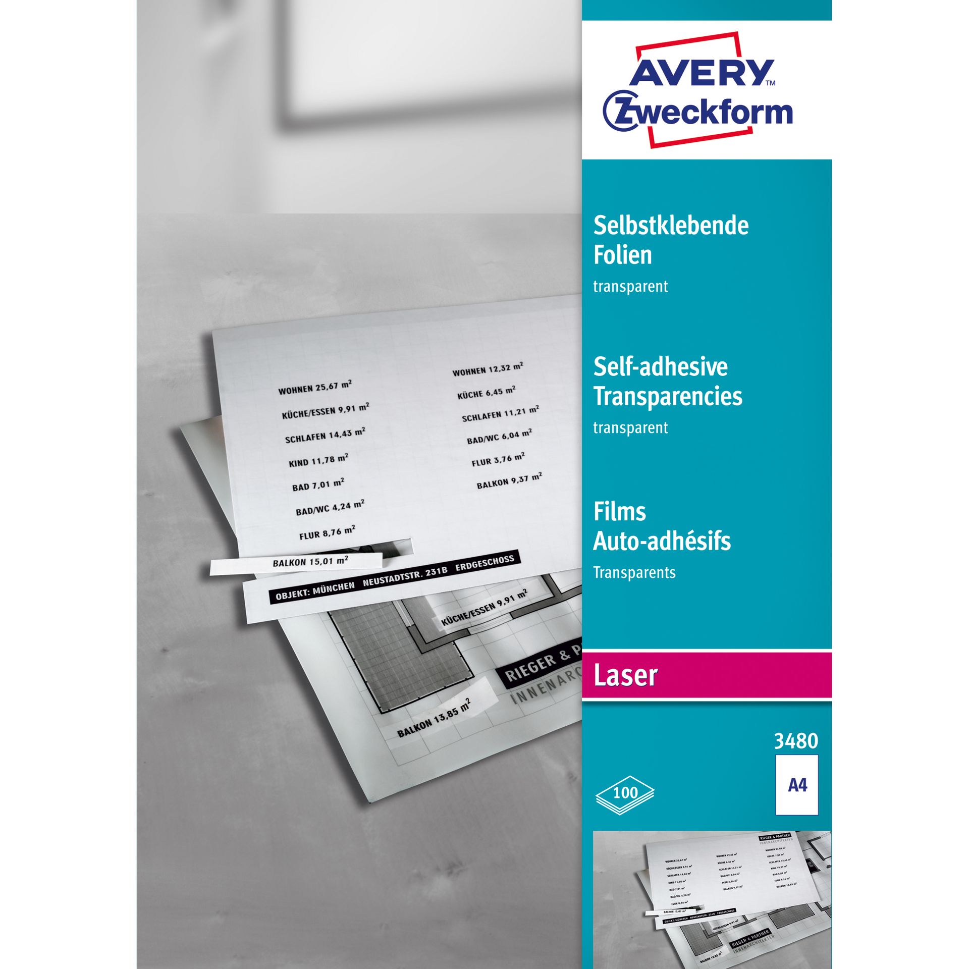 Laserfolie 210x297mm transparent 100 St./Pack.