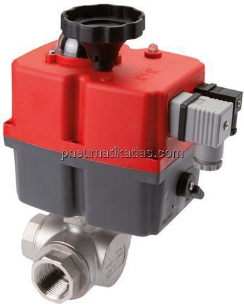 Elektr. 3-Wege-Kugelhahn (L), G 1/4", 24 bis 240 V (AC) / 24 bis 135 V (DC)