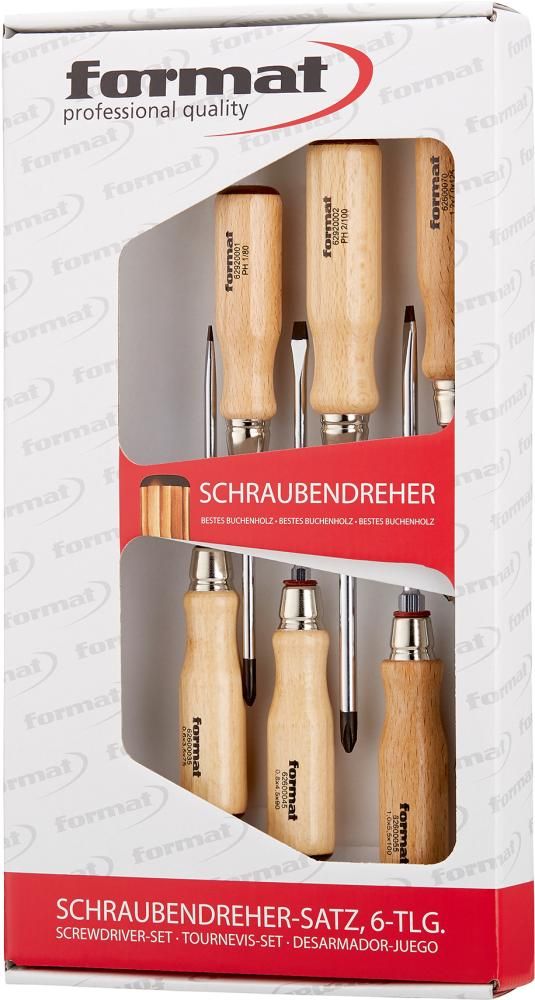 Schraubendreher-Satz Holzheft Schlitz/PH 6-teilig FORMAT