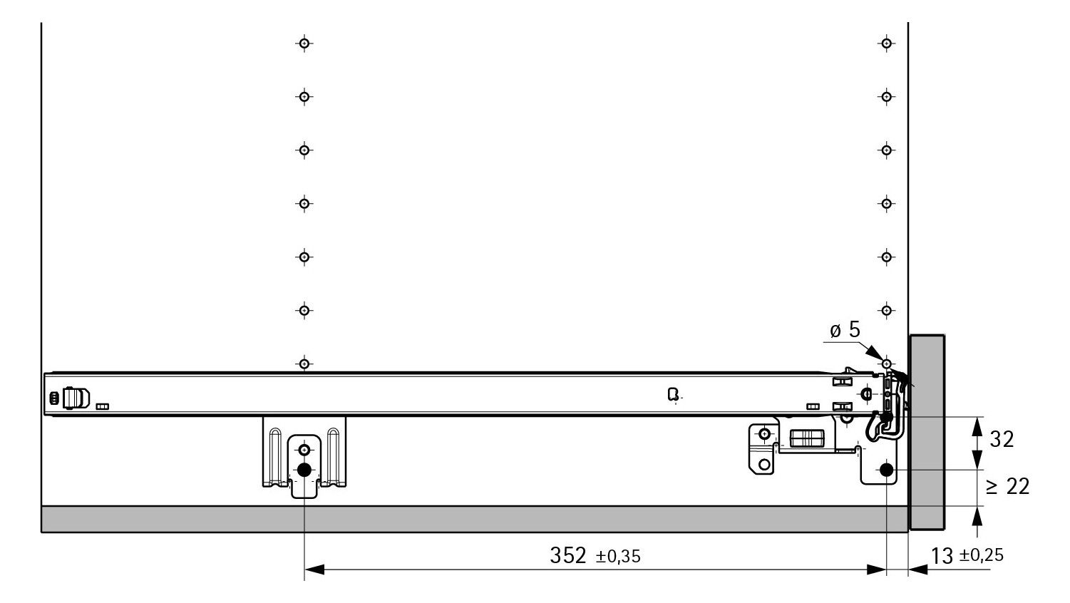 HETTICH Kugelauszugsführung KA 270, 530 mm