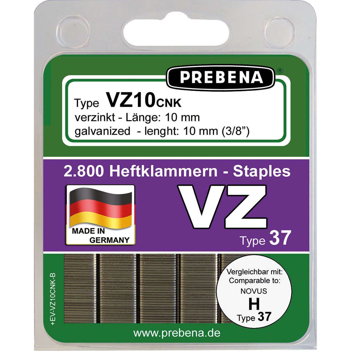 VZ10CNK-B Heftklammern im Blister verzinkt