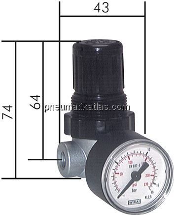 Mini-Druckregler G 1/8", 0,5 - 10 bar
