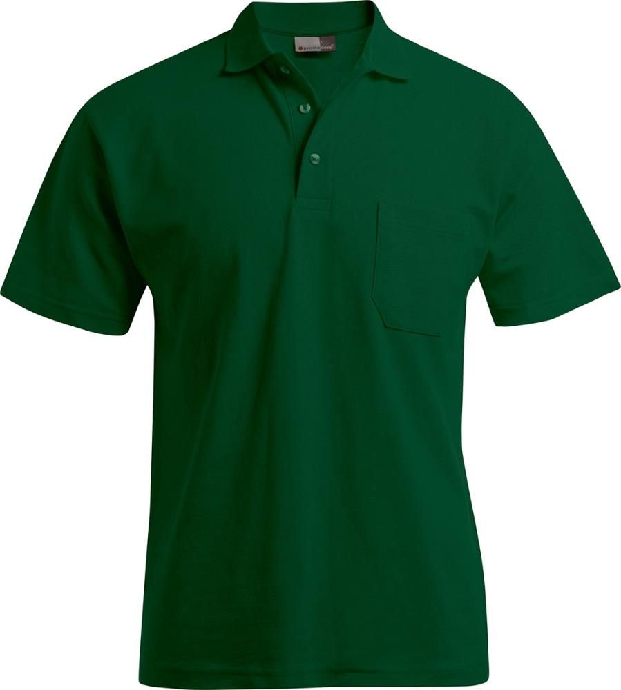 Men`s Heavy Polo Pocket, forest, Gr.XS