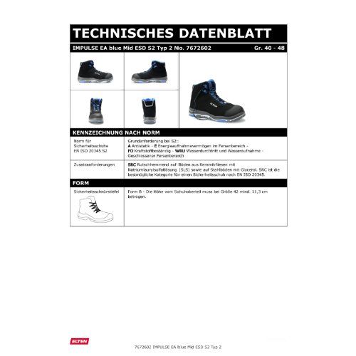 ELTEN IMPULSE EA Sicherheitsstiefel Mid S2 ESD, Schwarz, Gr. 46