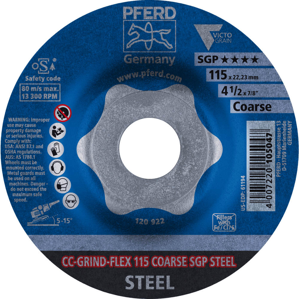 PFERD CC-GRIND (inkl. SOLID, FLEX, STRONG) CC-GRIND FLEX 115 COARSE SGP STEEL