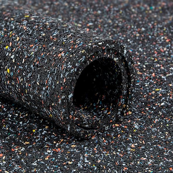 Recyclingmatte Gummi/PU, schwarz-bunt 3mm, 1500mm 5m