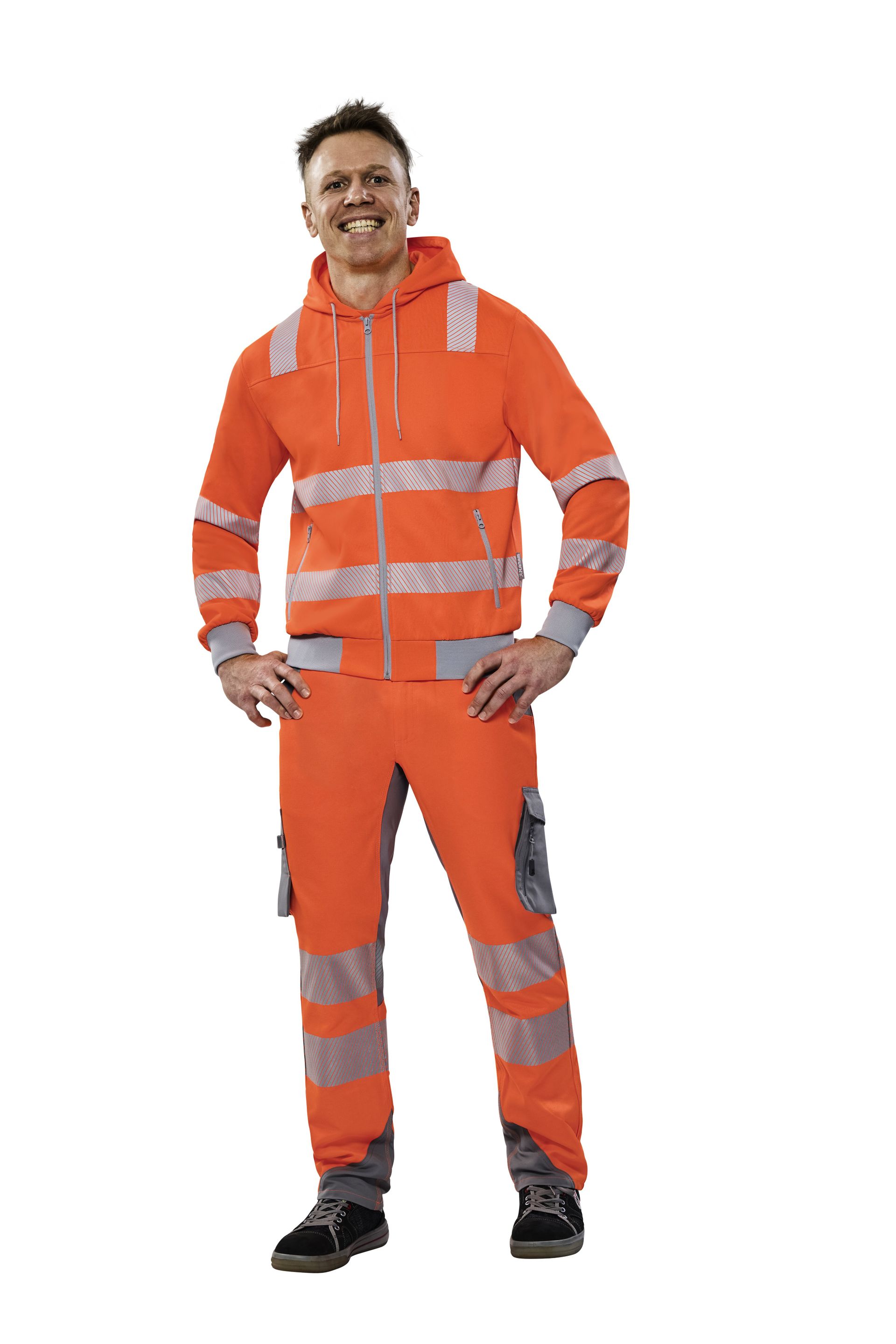 Planam Hoody Norit Warnschutz orange/zink Gr. XS