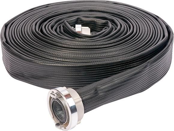 Industrieflachschlauch PROFI gummiert, schwarz, B/75mm, STORZ Kupplungen 20m Parsch