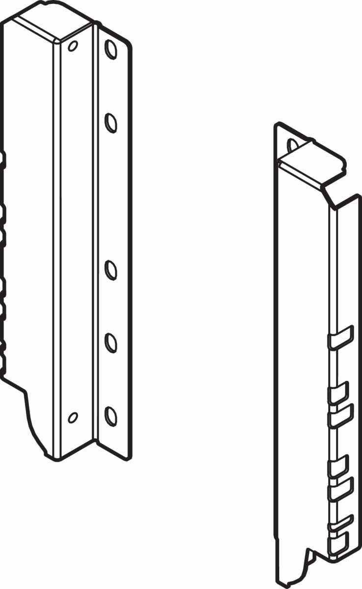 TANDEMBOX Holzrückwandhalter, Höhe D (224 mm), für Innenauszug, links/rechts, R9006 weißaluminium