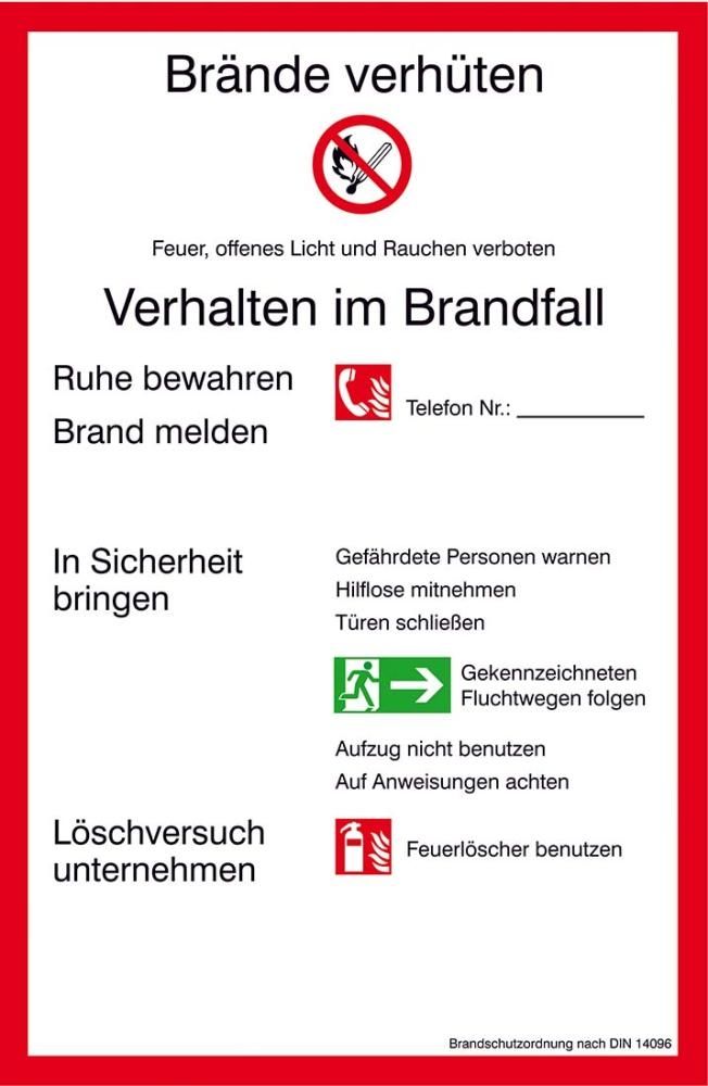 Verbotsschild Aluminium B200xH300 mm Brandschutzverordnung BRD