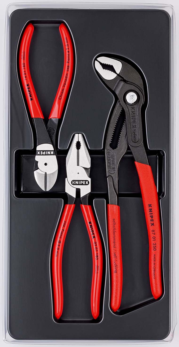 KNIPEX Kraft-Paket 1x 02 01 180, 1x 87 01 250, 1x 74 01 160