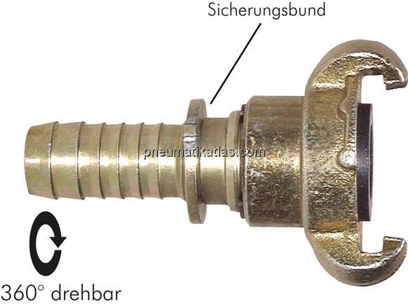 Kompressorkupplung 19 (3/4") mm Schlauch, drehbar, S-Bund