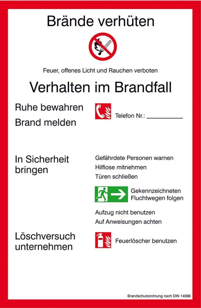 Verbotsschild Aluminium B200xH300 mm Brandschutzverordnung BRD