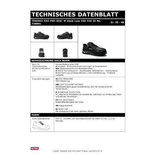 ELTEN TERENCE XXG PRO BOA® M Sicherheitshalbschuh S3S ESD, Schwarz, Gr. 47