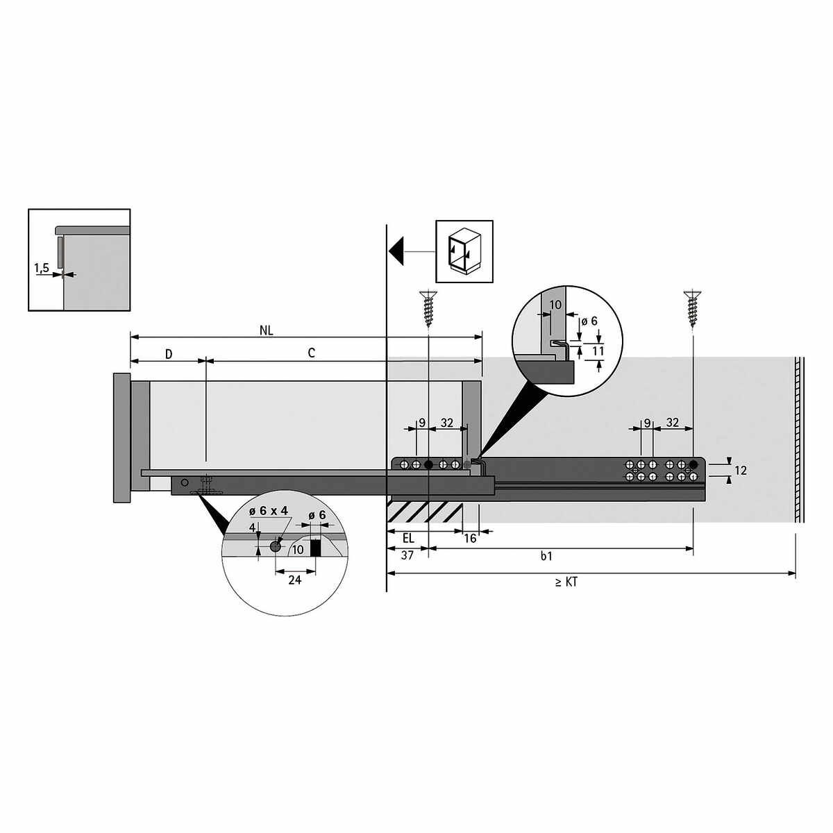 Quadro 25 mit Silent System, 250 mm, links und rec