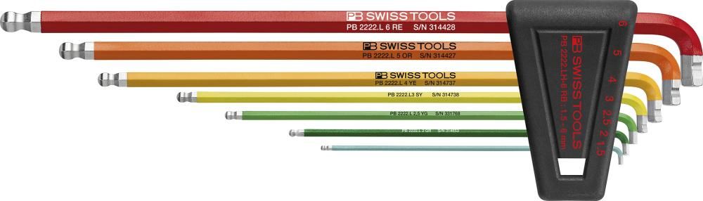 Winkelschraubendreher- Satz im Kunststoffhalter 7-teilig1,5-6 90-100Grad Rainbow PB Swiss Tools