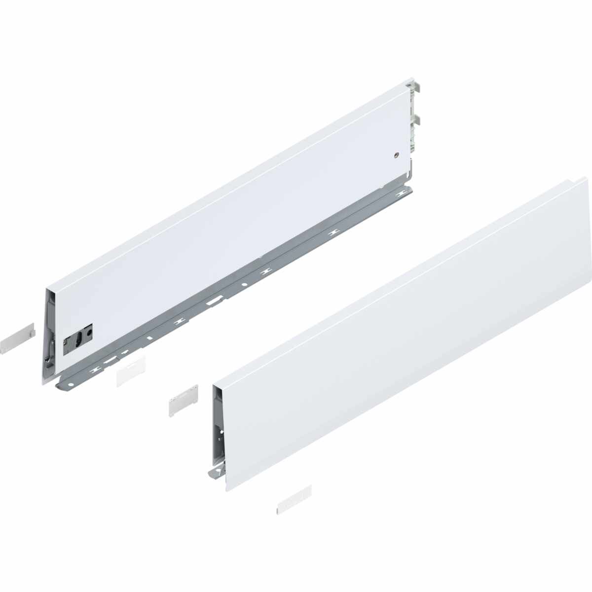 MERIVOBOX Zarge, Höhe K (129 mm), NL=550 mm, links/rechts, seidenweiß matt