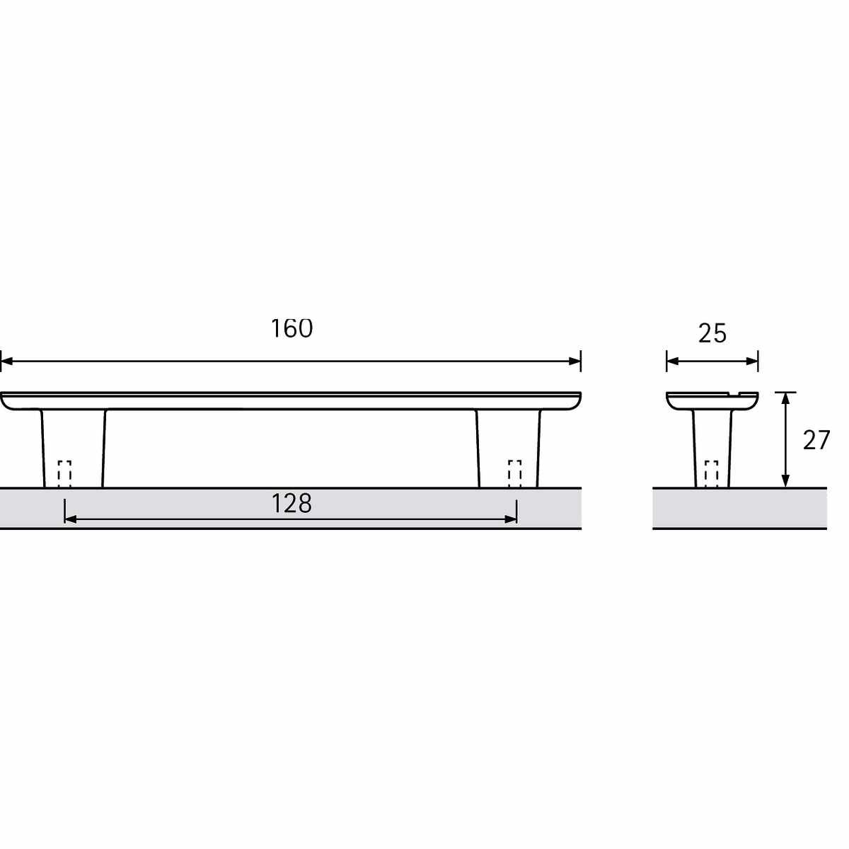 Griff Celista, Bohrabstand 128, L 160 mm, B 25 mm,