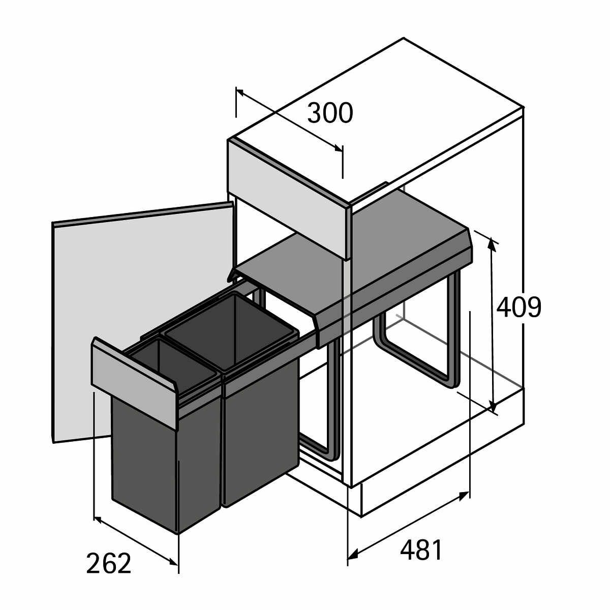 Bin.it Duo II 300 20l + 10l Kst. grau