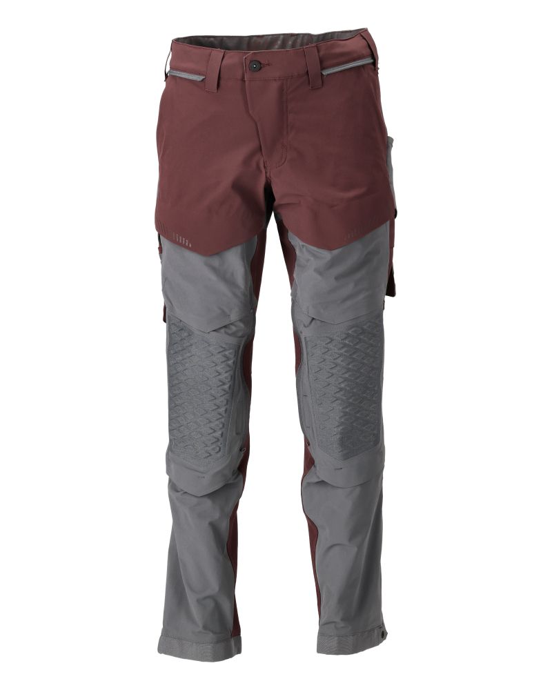 Hose mit Knietaschen Bordeaux/Anthrazitgrau, 76C46