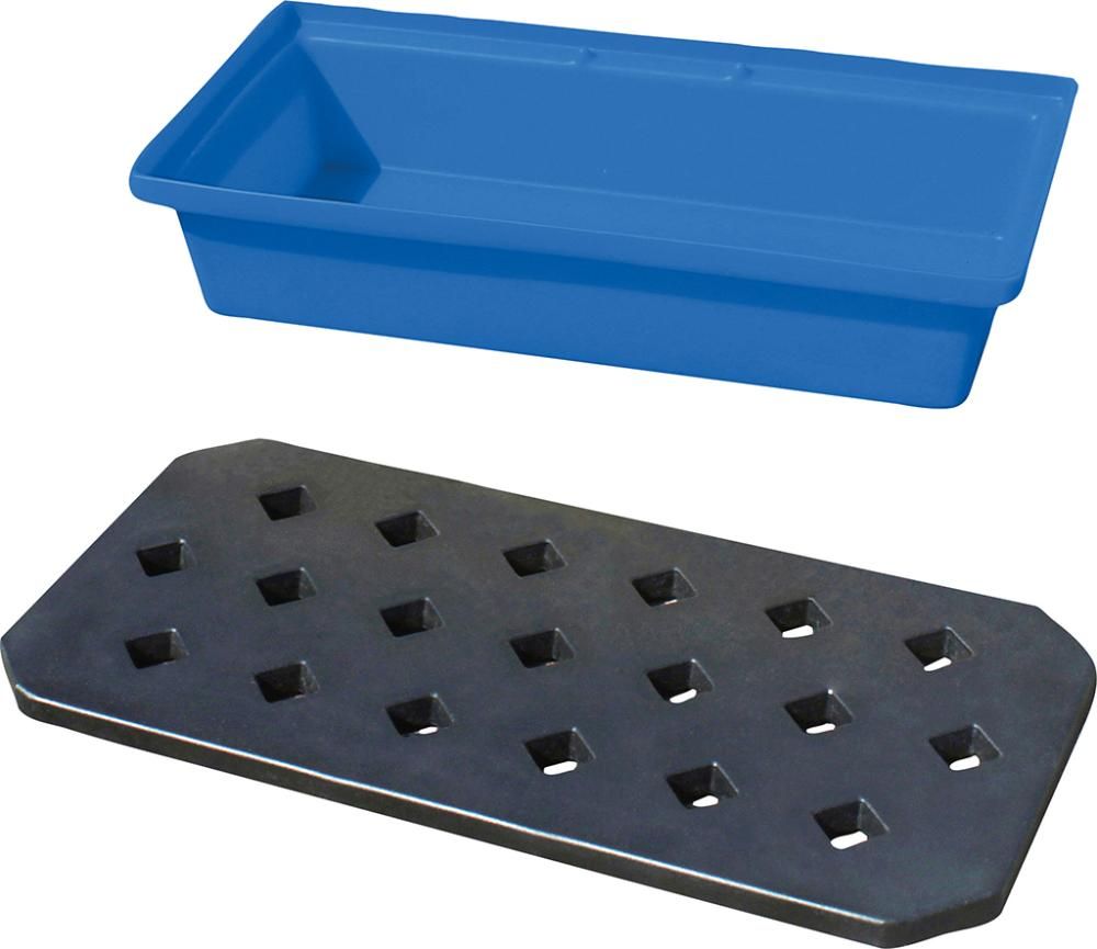 PE-Auffangwanne mit Rost für Kleingebinde 80,5x40,5x17cm, 31 Liter