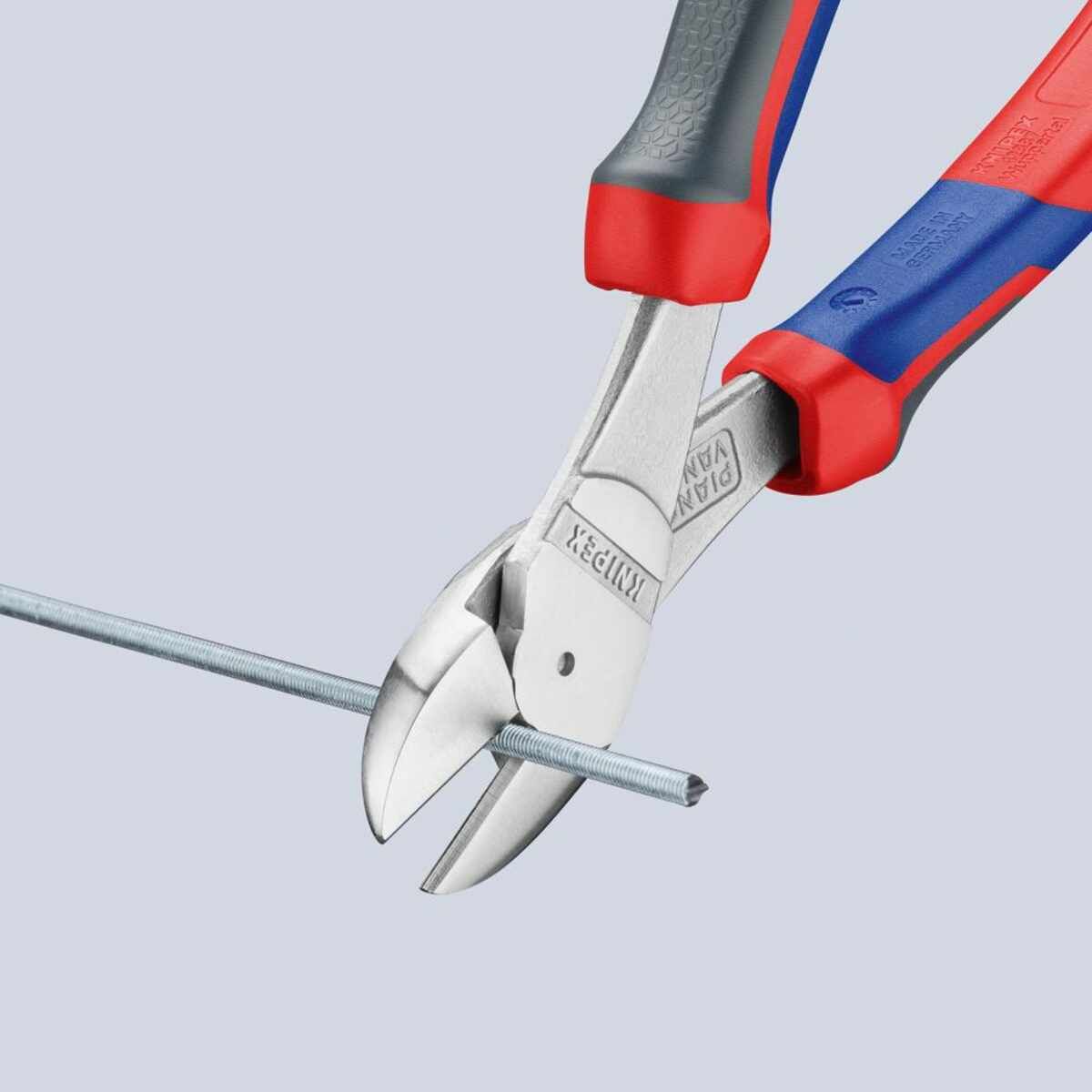 Kraft-Seitenschneider verchromt mit Mehrkomponenten-Griffen 200mm KNIPEX