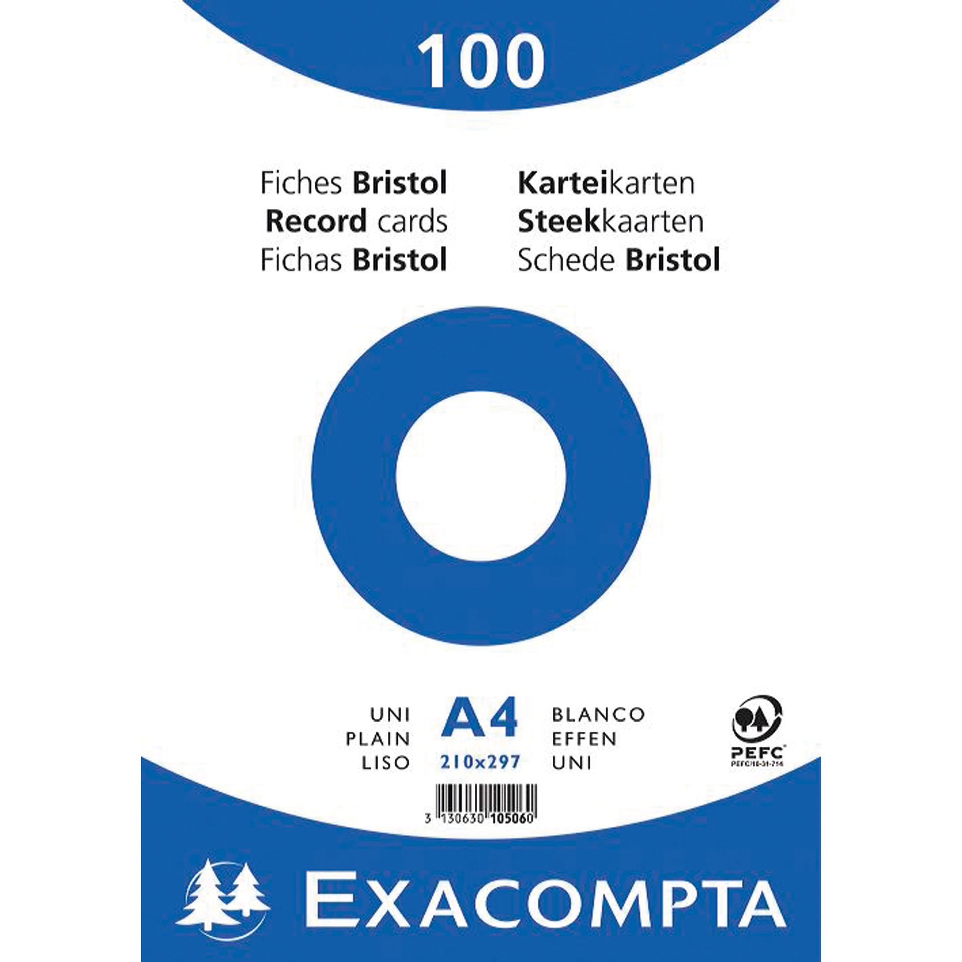 Karteikarte DIN A4 blanko weiß 100 St./Pack.