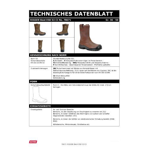ELTEN RIGGER Boot Sicherheitsstiefel High S3 ESD, Braun, Gr. 40