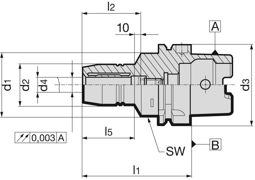 Hydrodehnspannfutter DIN69893A HSK-A63 6x70mm GÜHRING