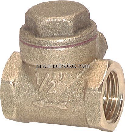 Rückschlagklappe G 1/2", PN 12, Messing, metallisch dichtend