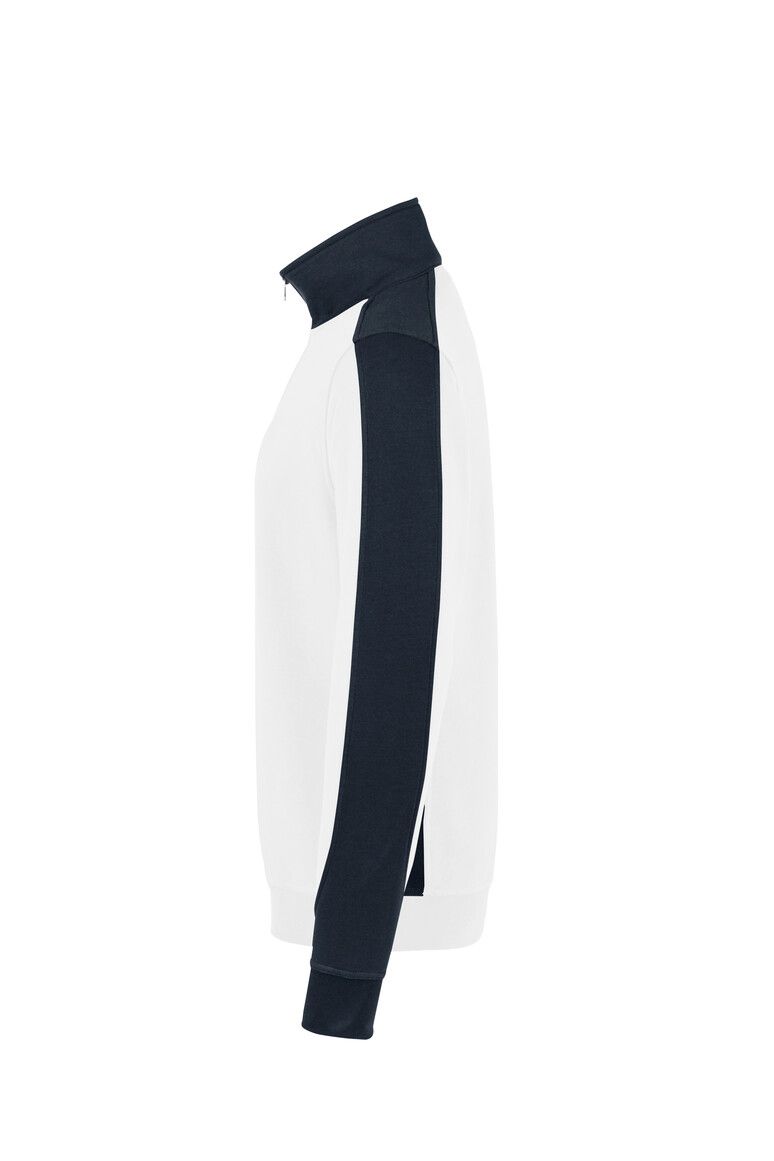 HAKRO Zip-Sweatshirt Contrast MIKRALINAR® weiß/anthrazit, XS