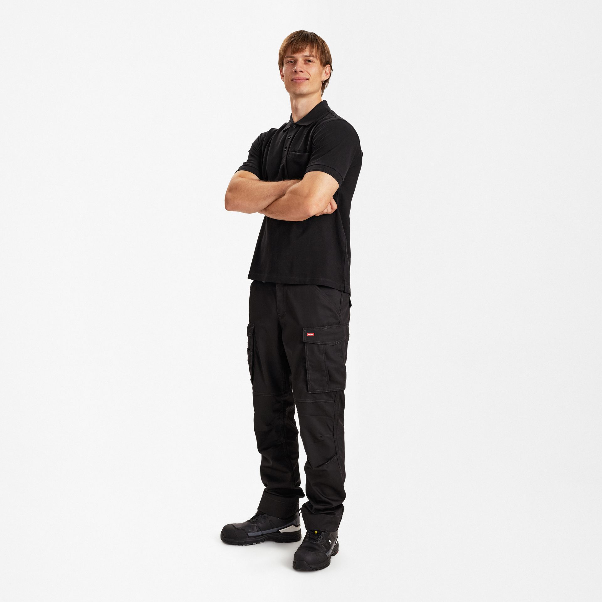 Extend Poloshirt mit Brusttasche Schwarz, Gr. L