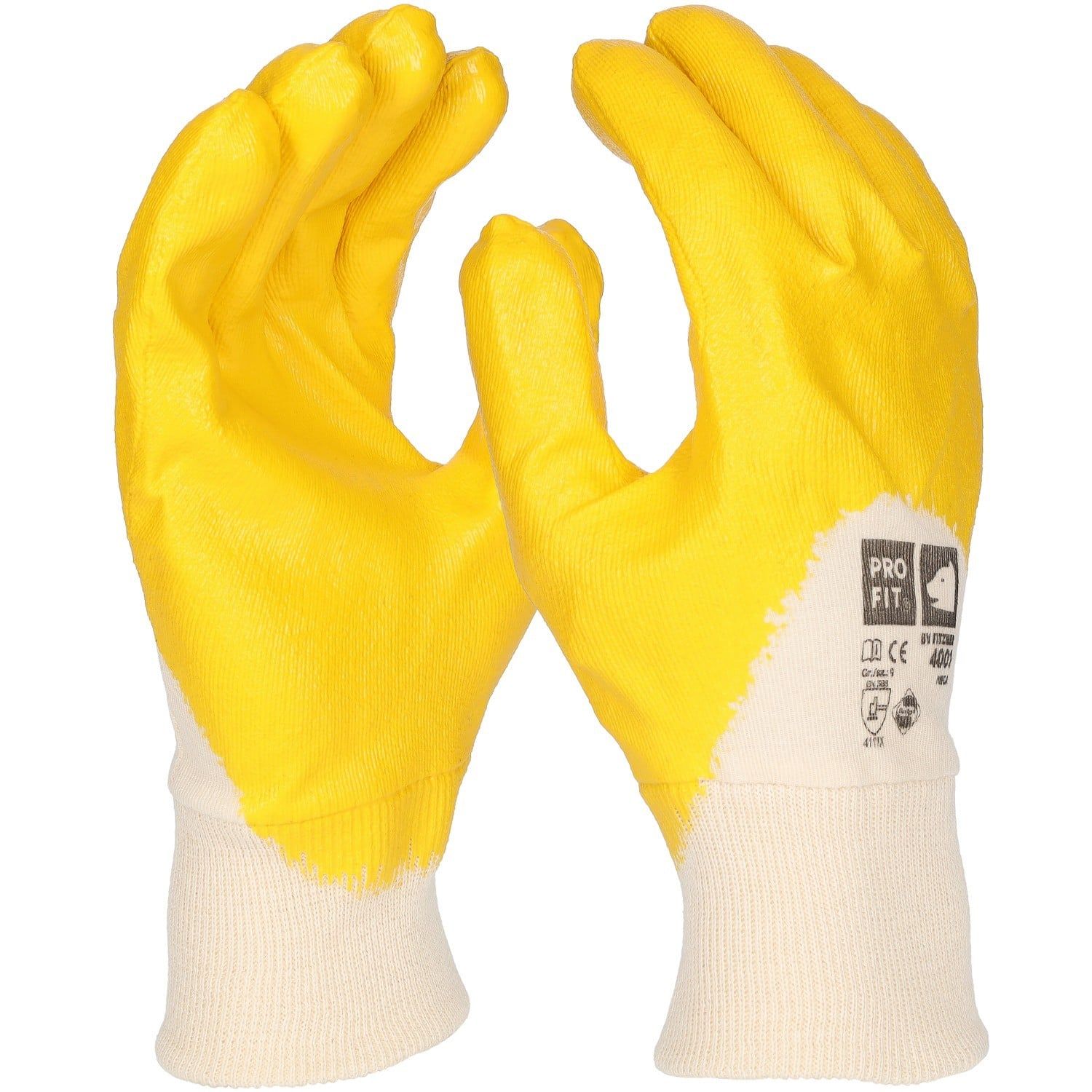 Nitril Handschuhe, "Mega",gelb, 3/4 getaucht, Strickbund 10