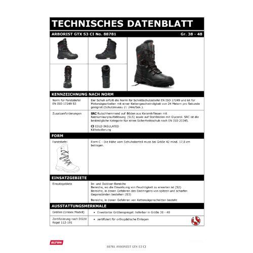 ELTEN Forststiefel ARBORIST Sicherheitsstiefel High S3, Schwarz, Gr. 38