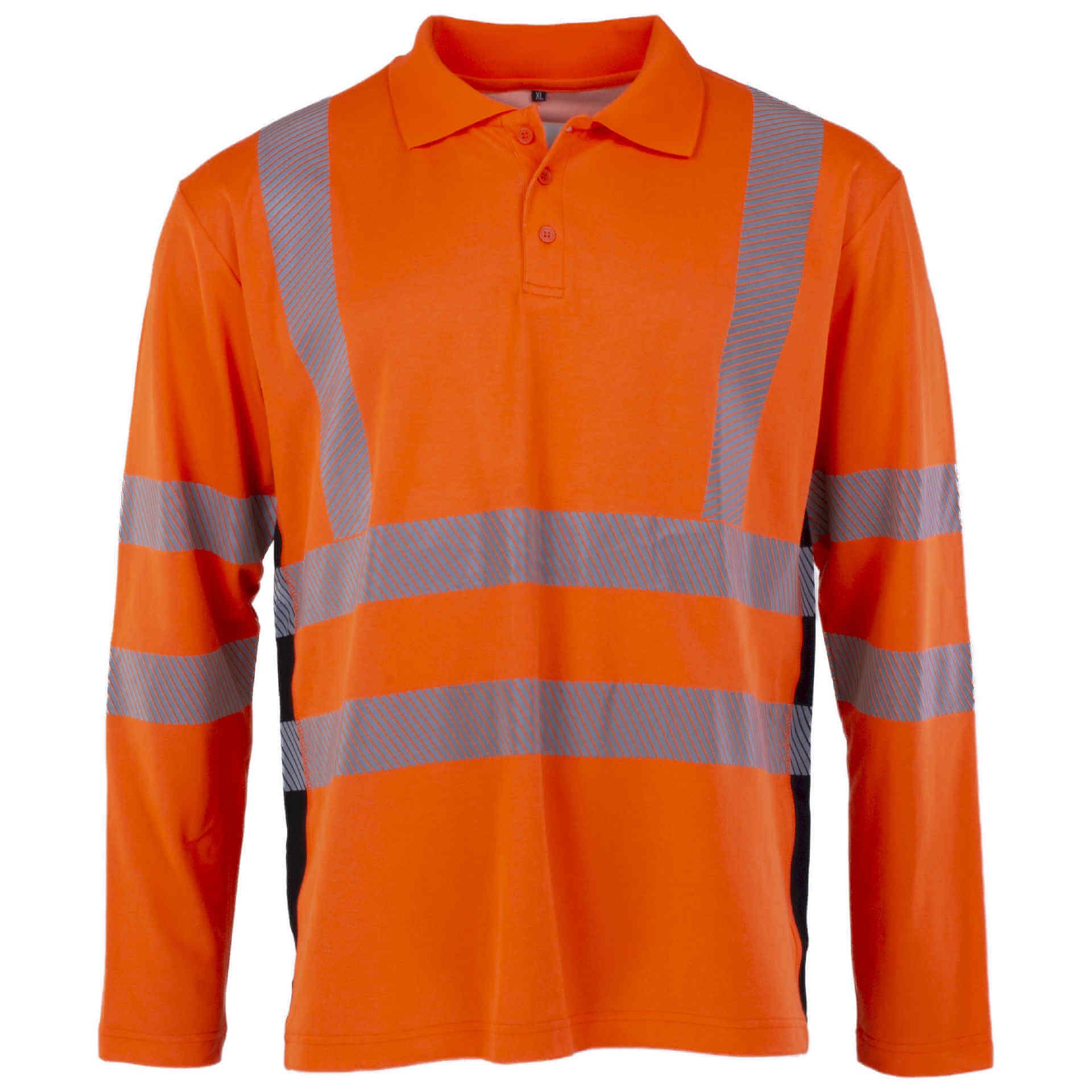 PREVENT® Premium Warnschutz Langarm-Poloshirt PTW-POLO-L, leuchtorange, Gr. S