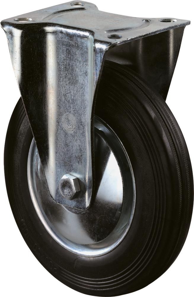Bockrolle 125mm L410.B55 Platte,Gummi schw.,RL L410.B55.126 BS ROLLEN