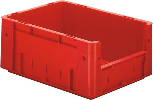Sichtlagerkasten rot B300xT400xH175 mm Auflast 500kg, VE 4 Stk. ohne Griffloch LA-KA-PE