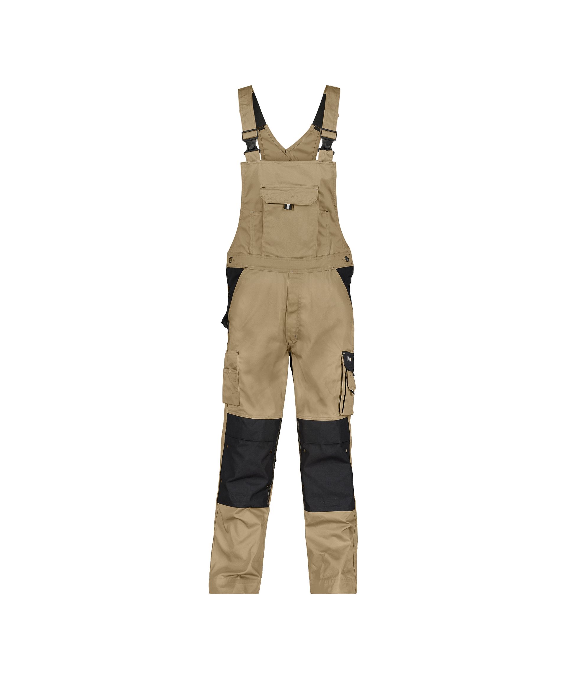DASSY® Versailles - Zweifarbige Arbeitslatzhose mit Kniepolstertaschen - khaki/schwarz, Gr. 53 - kurze Beinlänge
