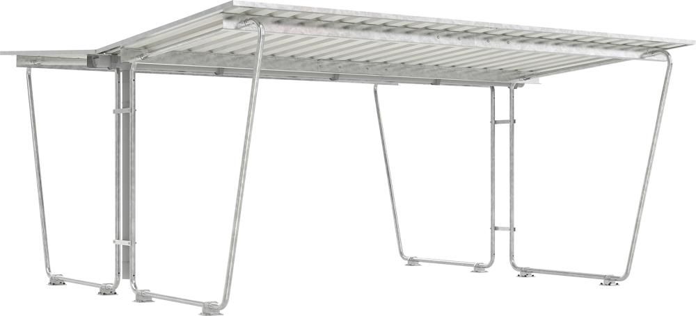 Überdachung Mod. Siegen B4300xT4660xH2250 mm RAL 9002 grauweiß Grundfeld zweiseitig
