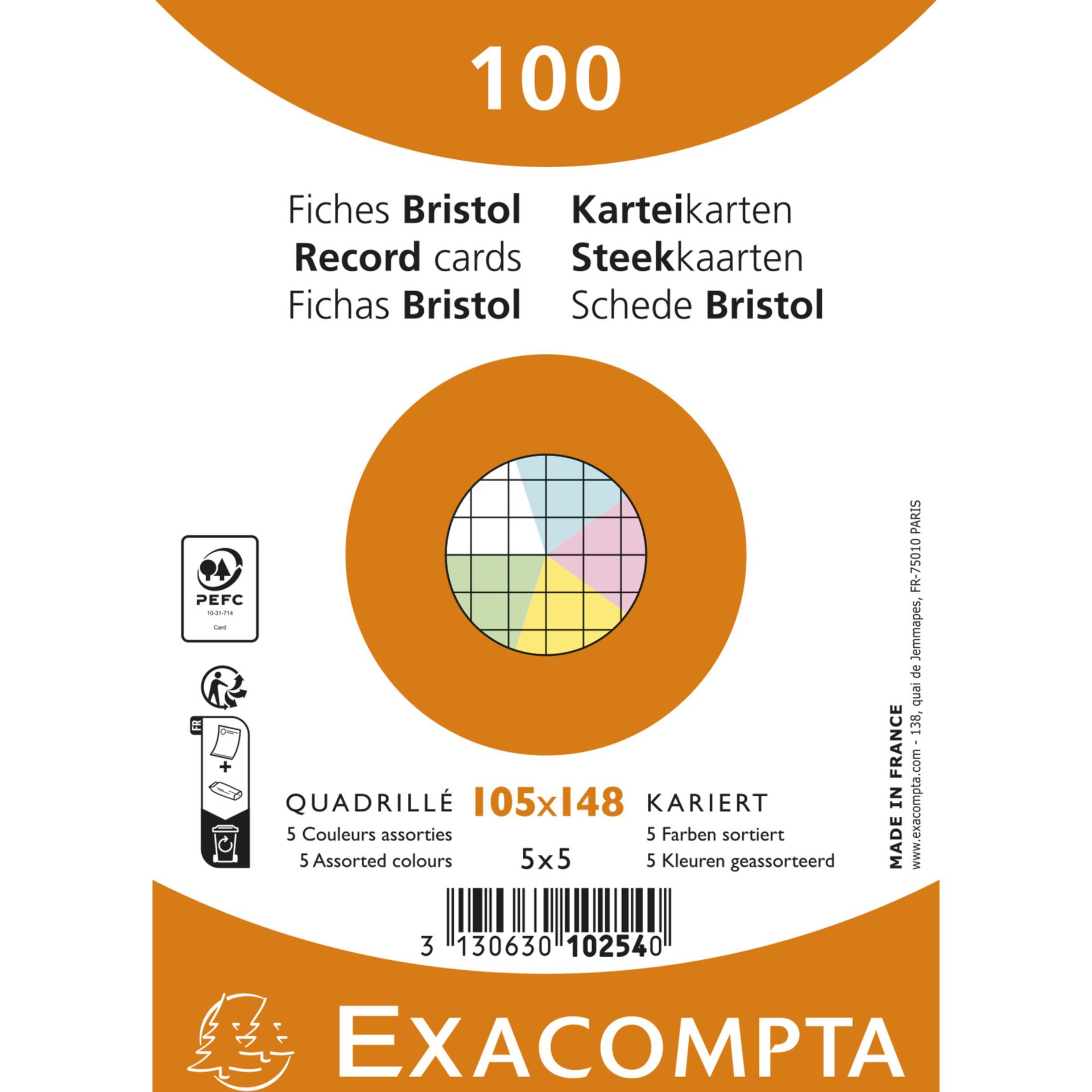 Karteikarte A6 kariert sort. 100St.