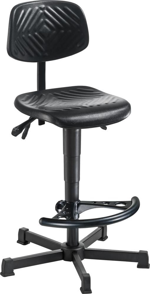 Arbeitsstuhl Pu-Schaum schwarz Sitzhöhe 580-820 mm mit Fußstütze