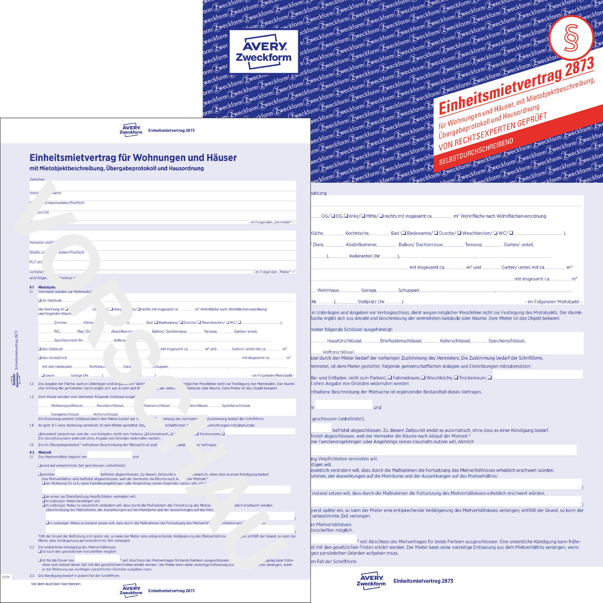 Mietvertrag A4 2x4Blatt 5 St./Pack.