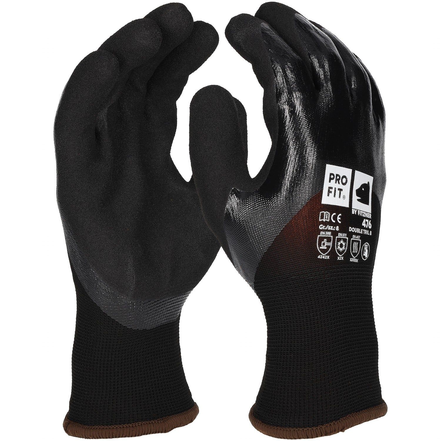 Winter Arbeitshandschuhe "Double Tril",Nitril, schwarz 10