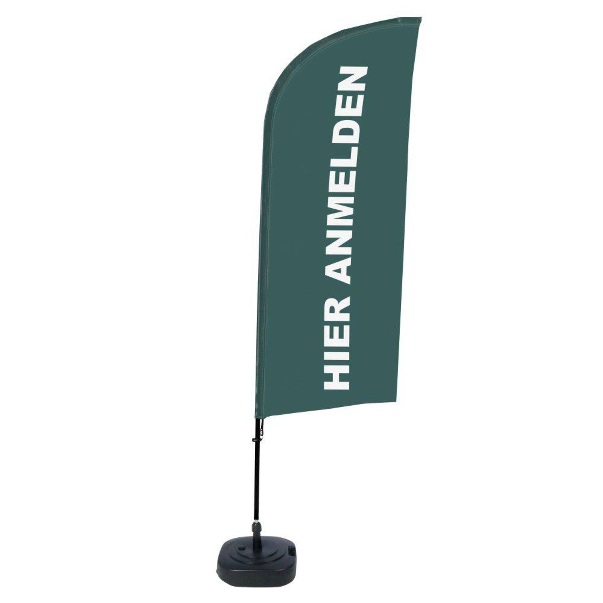 Beachflag Hier Anmelden gr deutsch