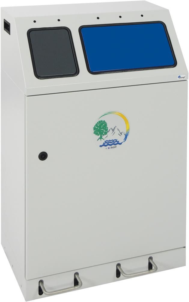 Wertstoffsammler mi Fußbedienung 580x380x920, RAL 7035 1x30, 1x60l