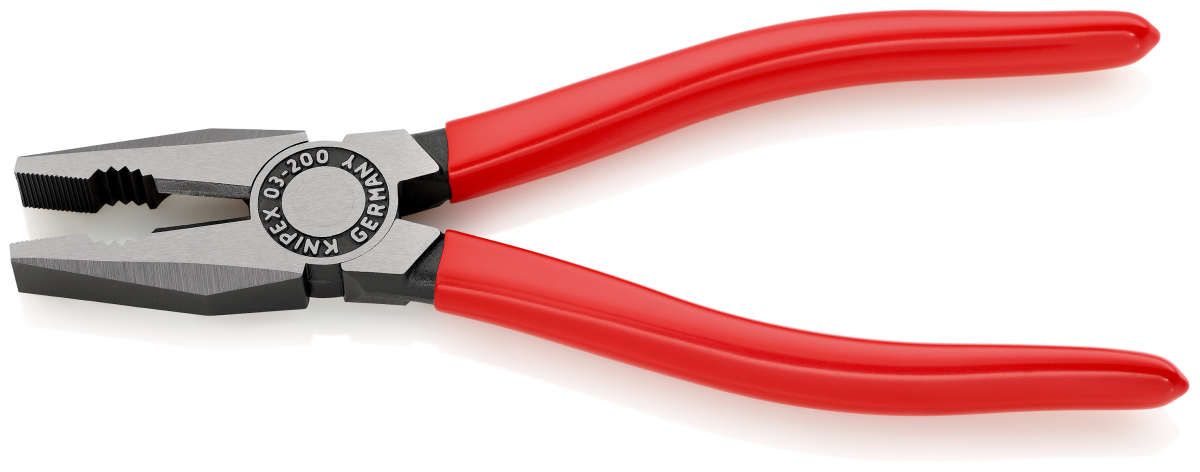 KNIPEX 03 01 200 Kombizange mit Kunststoff überzogen schwarz atramentiert 200 mm