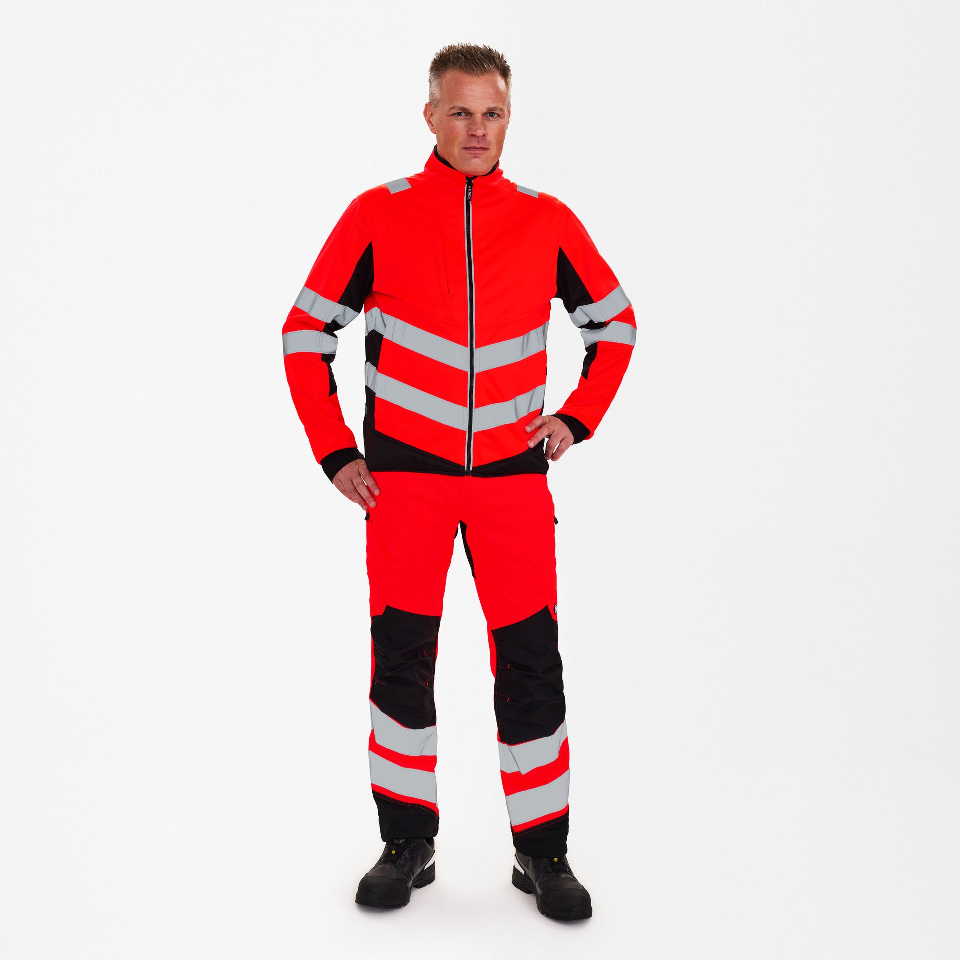 Safety Softshelljacke Rot/Schwarz, Gr. 4XL