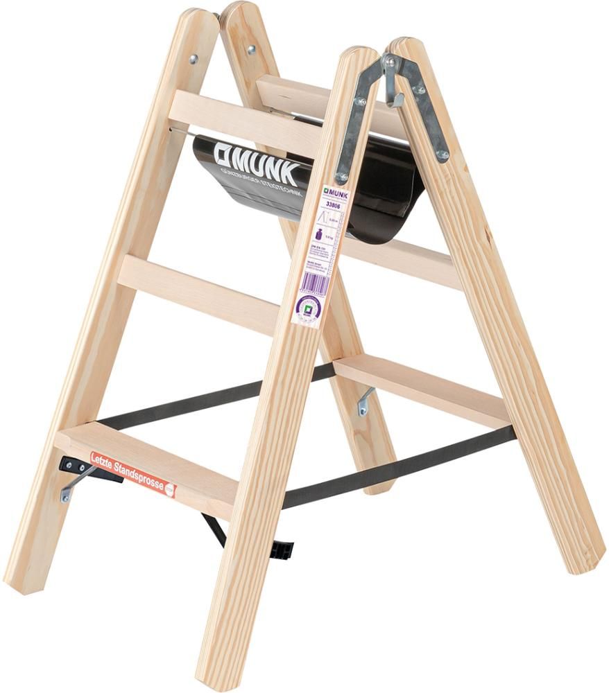 Holz-Stehleiter 2x3 Stufen Leiterlänge 0,78 m Arbeitshöhe bis 2,35 m