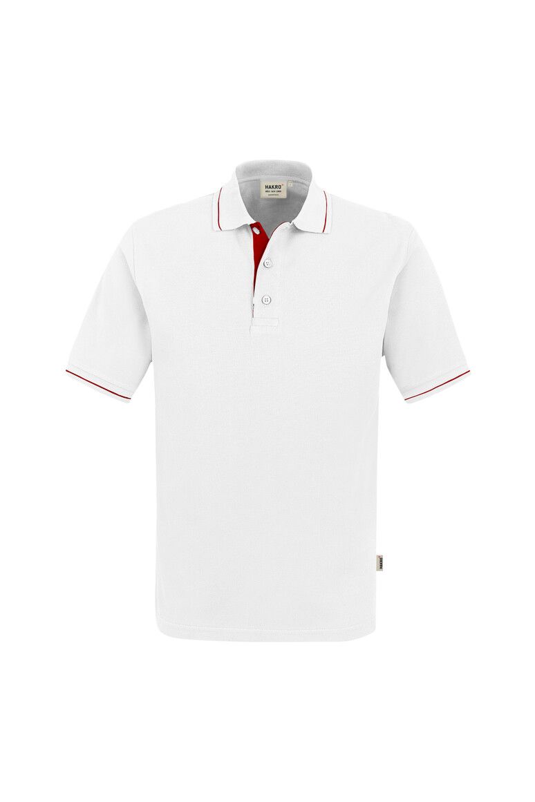 HAKRO Poloshirt Casual weiß/rot, XS